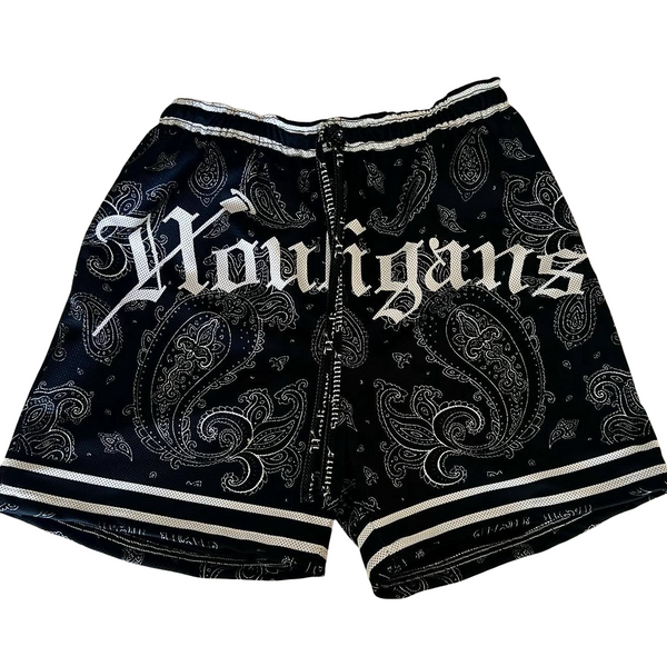 Houligan Black Paisly Shorts