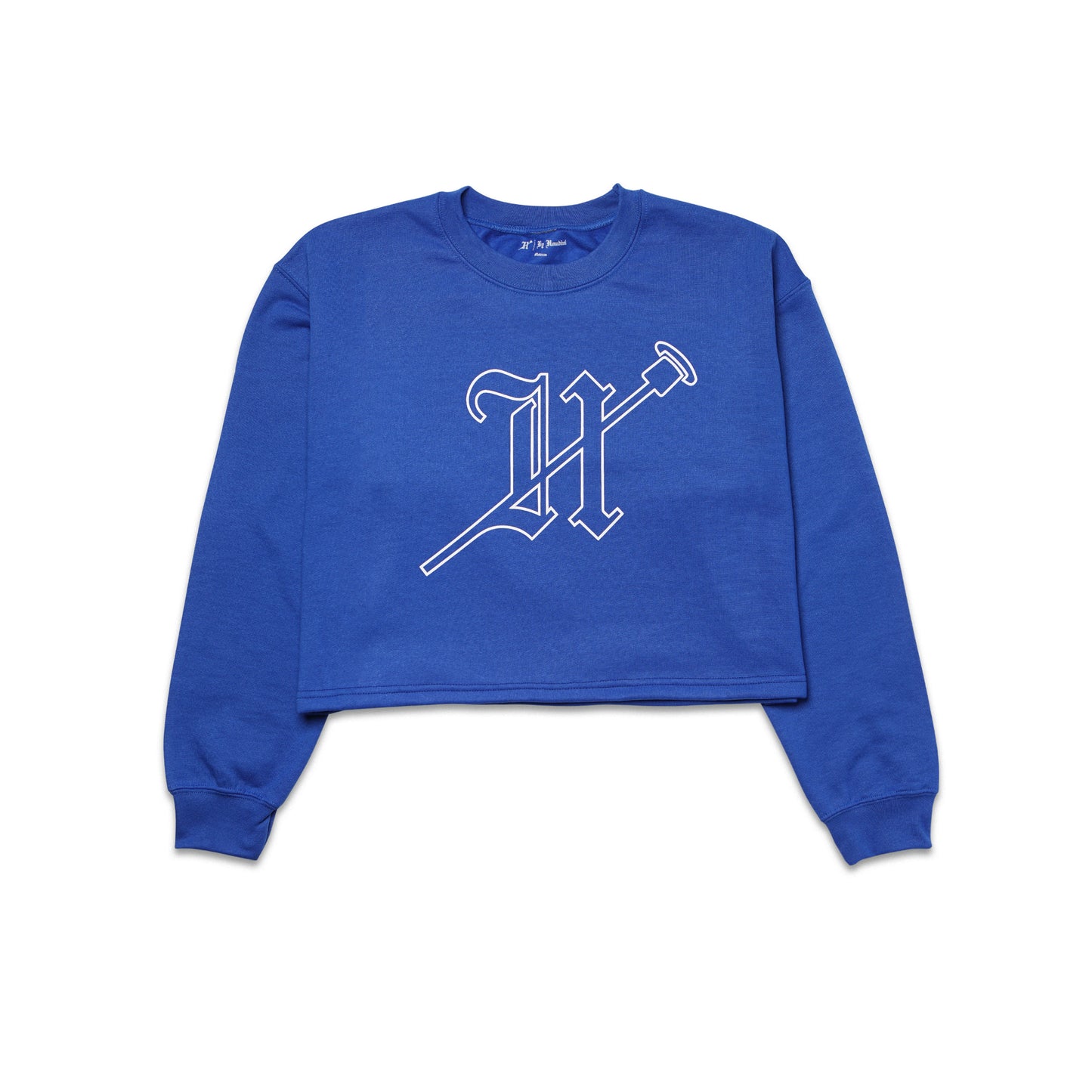 Houligans Woman Crop Top Hoodie (Blue/Blue) Outline